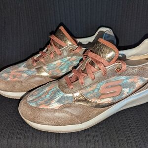 Skechers Women's Copper & Teal Patterned Low-Top Sneakers